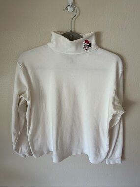 Vintage 1990’s White Turtleneck shirt with Festive Mickey Detail